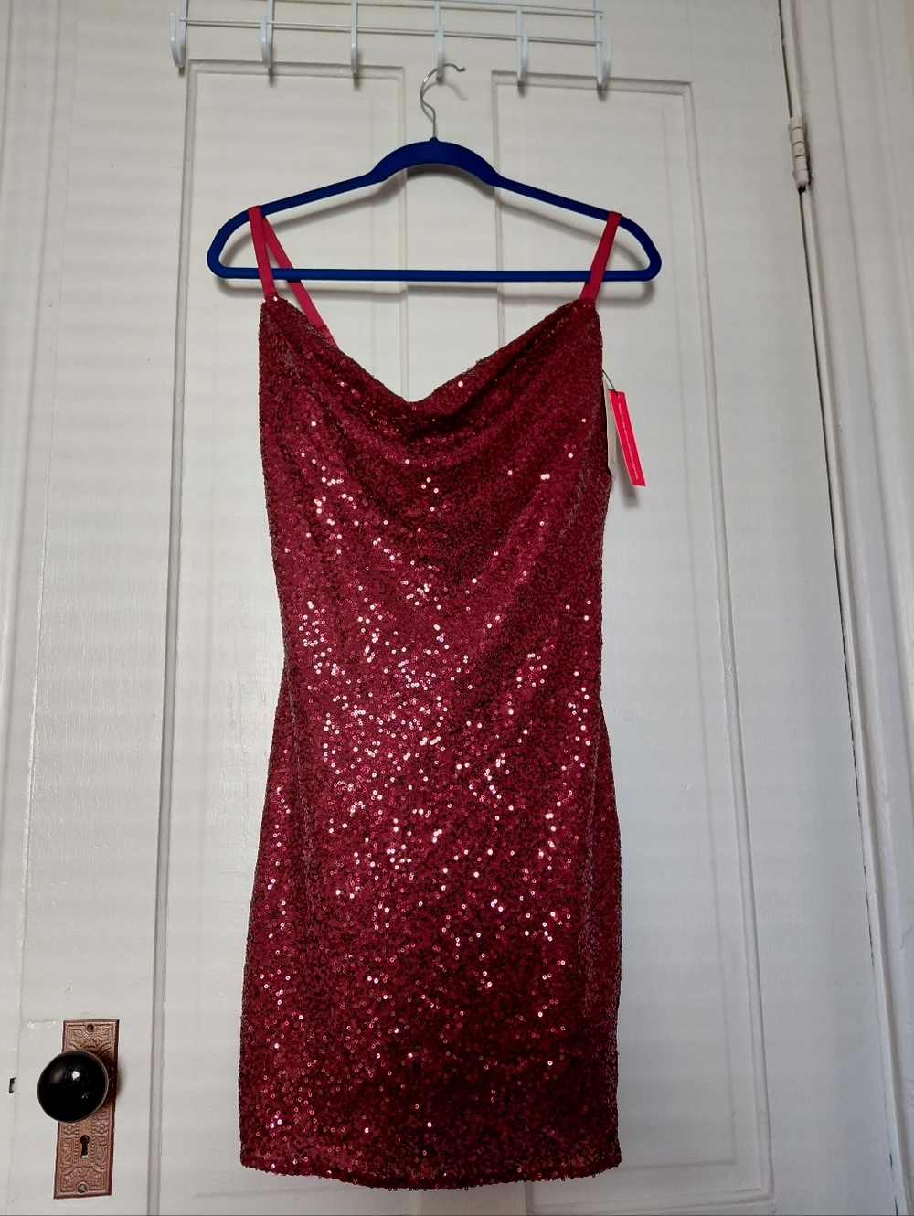 NWT Popilush Sequin Cowl Shapewear Mini Dress Burgundy XL